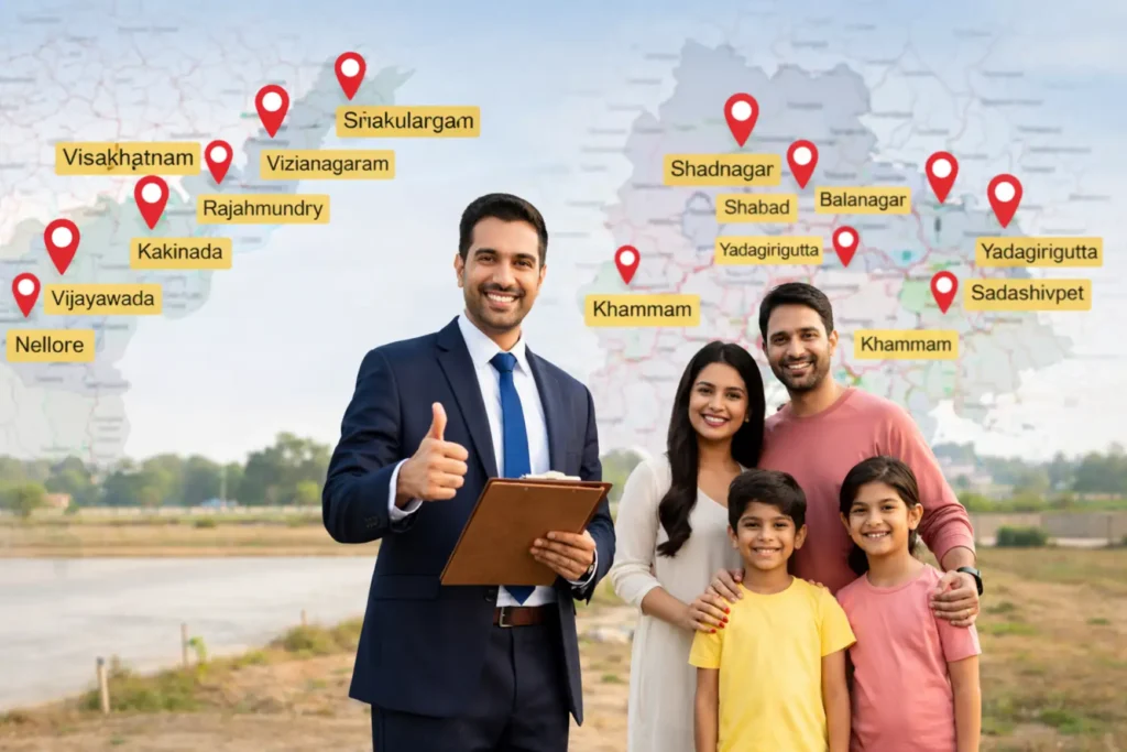 Trusted real estate consultant promoting open plots for sale in prime locations across Andhra Pradesh and Telangana