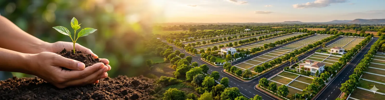 Premium Open Plots of Sale in Vizianagaram with blacktop roads and green surroundings