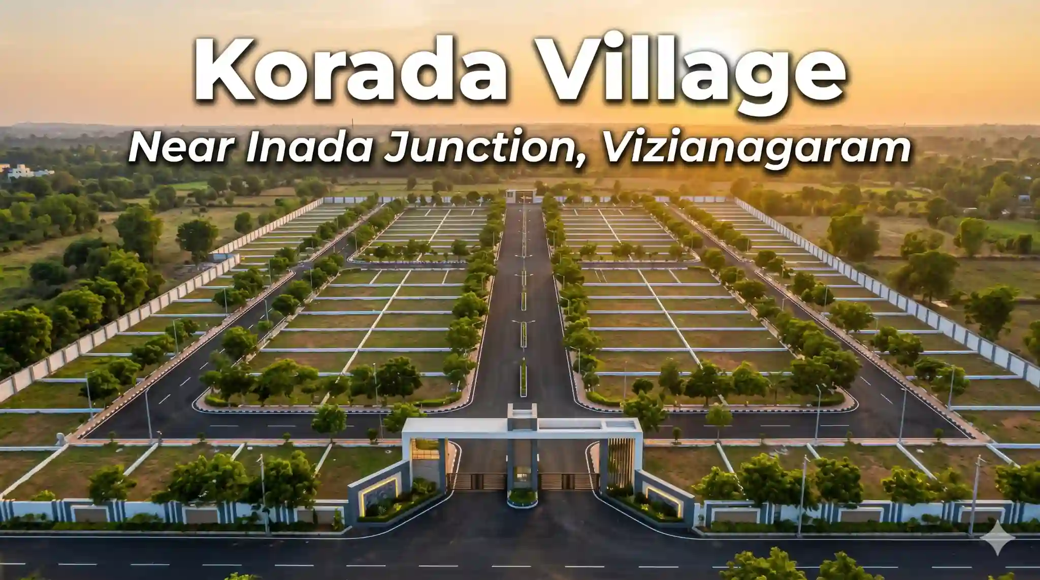 Open Plots for Sale in Korada Village near Inada Junction Vizianagaram with gated community layout and greenery