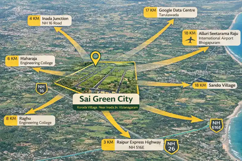 Sai Green City Open Plots Location Map Korada Vizianagaram