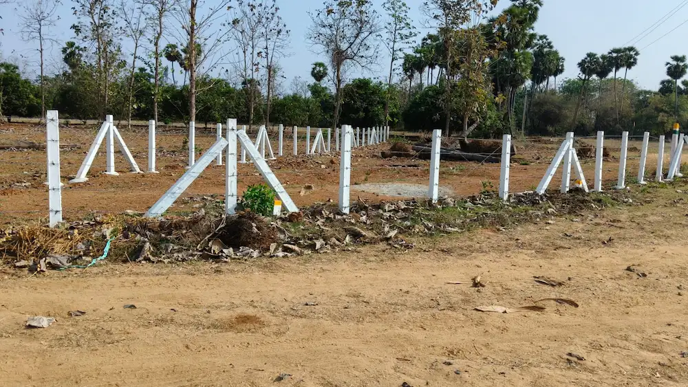 Open plots for sale near Bhogapuram Airport plot demarcation fencing