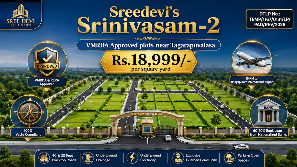 VMRDA Approved Plots in Bhogapuram for Smart Investment VMRDA approved plots in Bhogapuram at Sreedeviβs Srinivasam-2 near Tagarapuvalasa