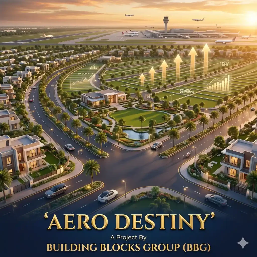 BBG Aero Destiny premium open plots for sale near Bhogapuram International Airport with wide roads, modern infrastructure, and high investment potential.