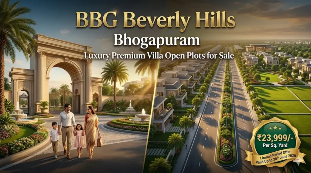 Secure Your Future: Premium Plots for Sale in Bhogapuram Premium plots for sale in Bhogapuram at BBG Beverly Hills luxury villa open plots project near Bhogapuram International Airport