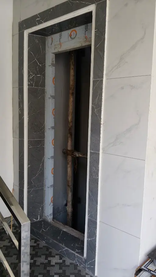 Automatic glass view lift at Happy Family Residence 3BHK flats in Pendurthi
